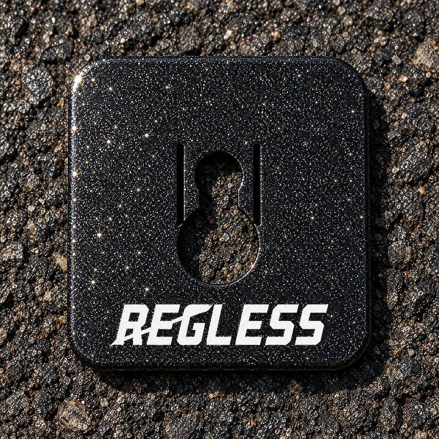 Regless square in black metal-flake sparkle