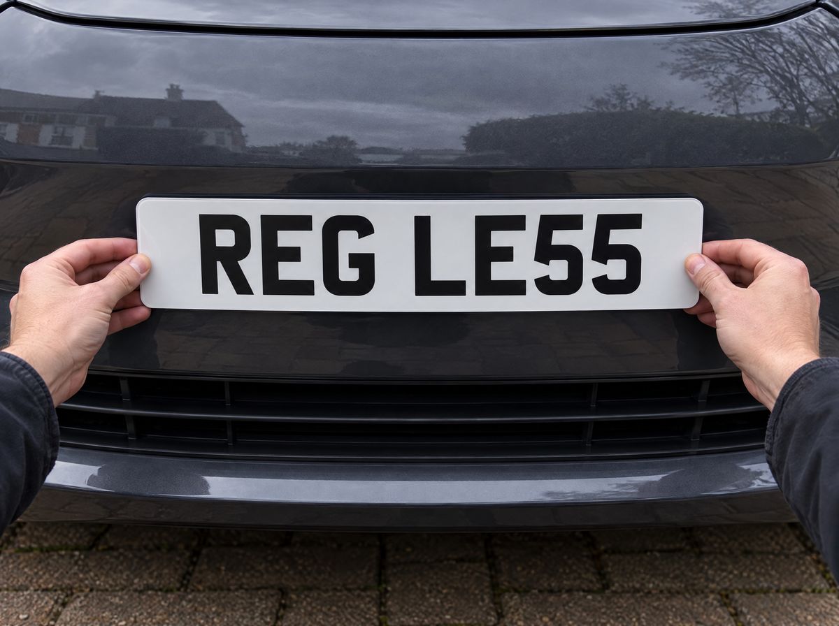 Holding the plate up to the bumper to check it's level